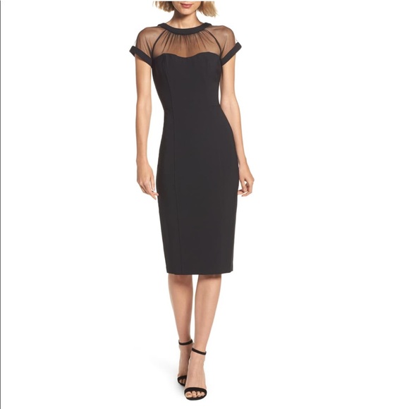 Maggy London Illusion Yoke Crepe Dress - Sz 16 - Picture 1 of 8